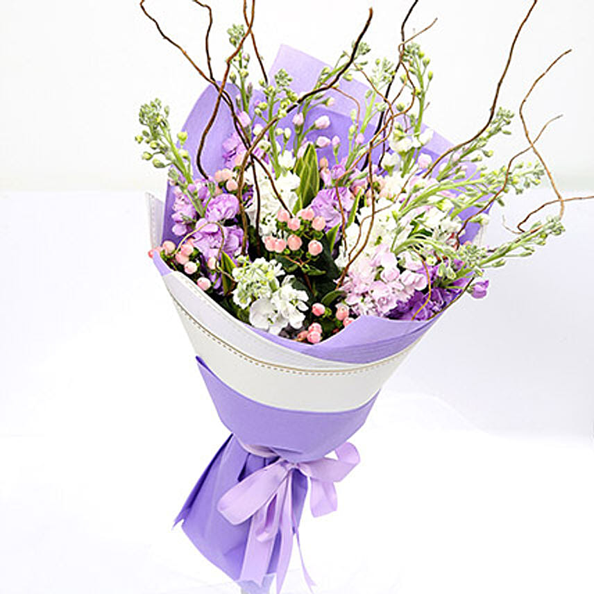 Hypericum and Lavender Mixed Bouquet