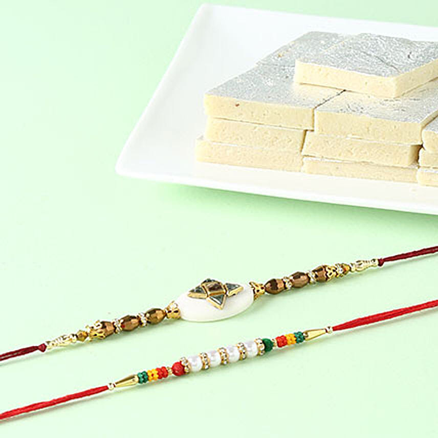 Colorful Rakhi And Kaju Katli For Brother