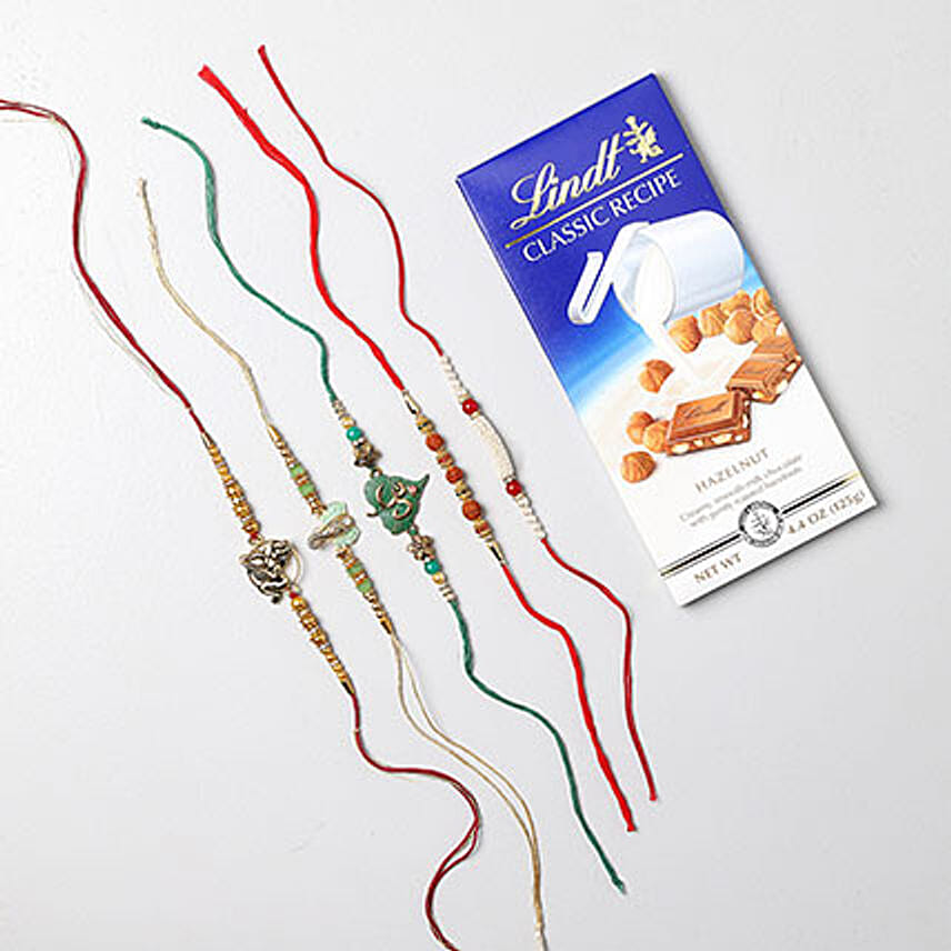 Lindt Choco Bar And Rakhi Set of 5