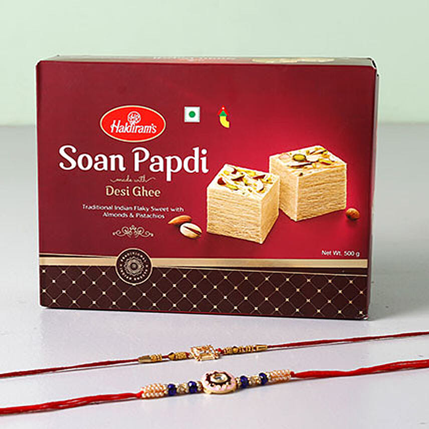 Soan Papdi And Set of 2 Rakhis