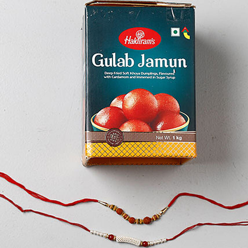 Yummy Gulab Jamun Combo With 2 Rakhis