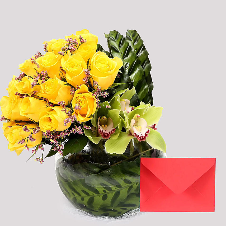 Greeting Card and Yellow Rose Grace