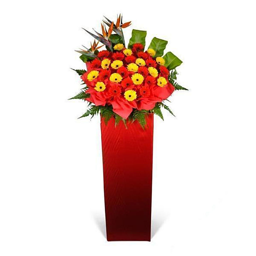 Red and Yellow Gerberas Stand