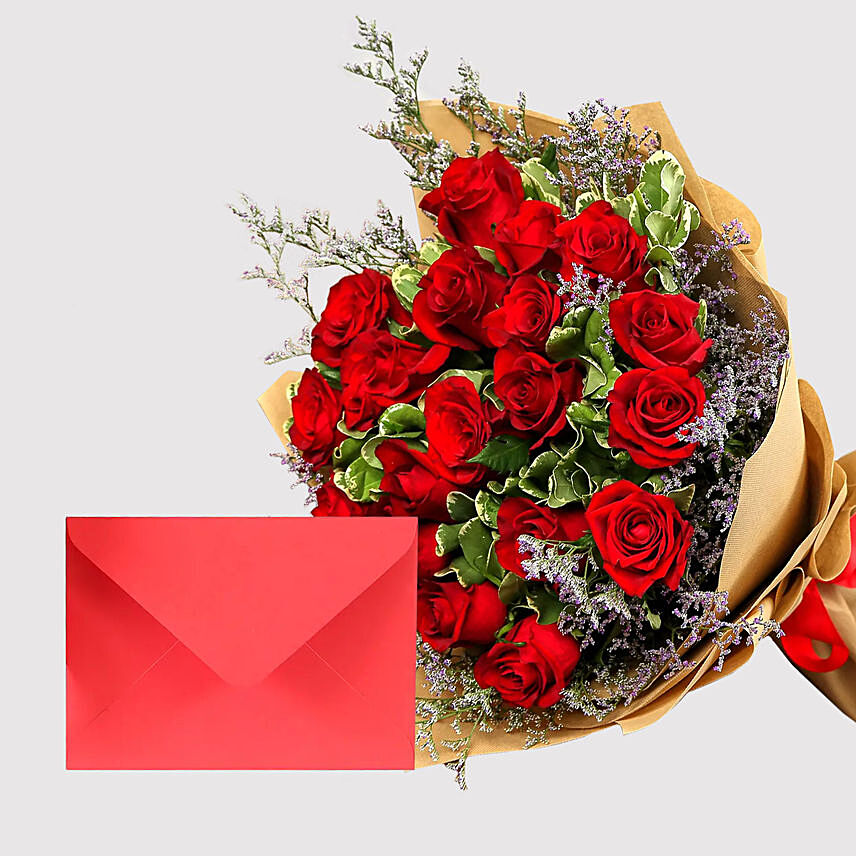 Red Roses and Greeting Card