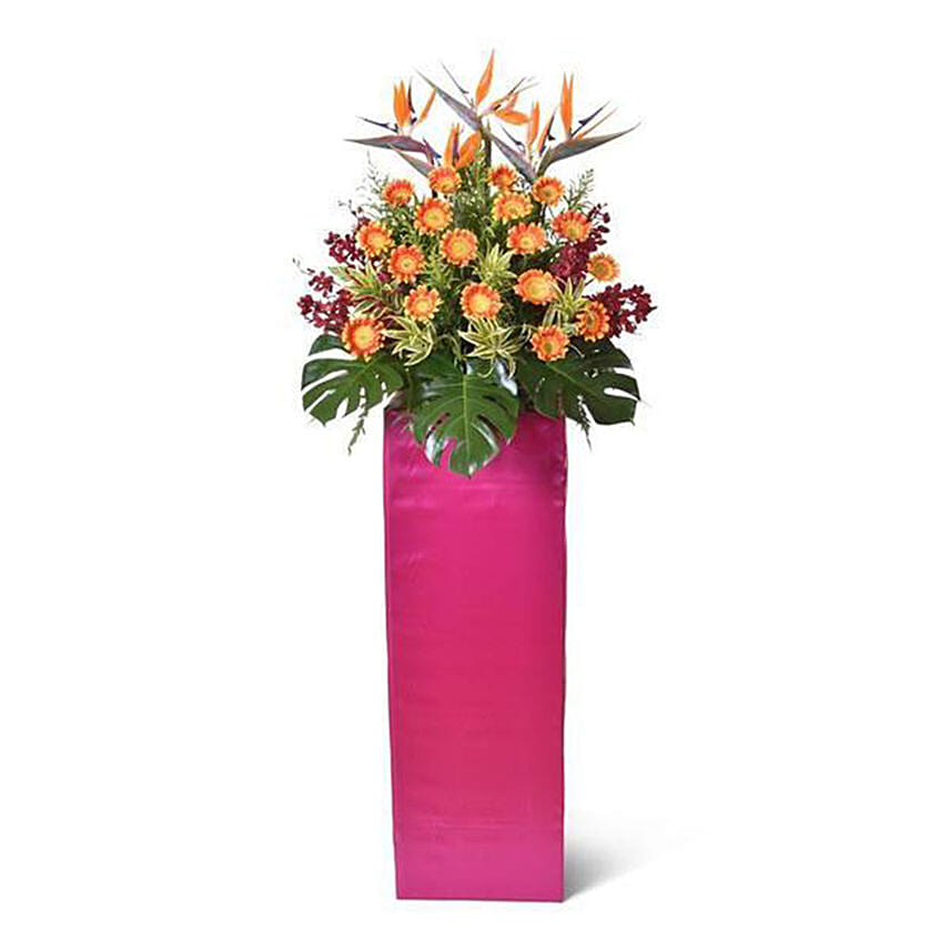 Two Tone Orange Gerberas Stand