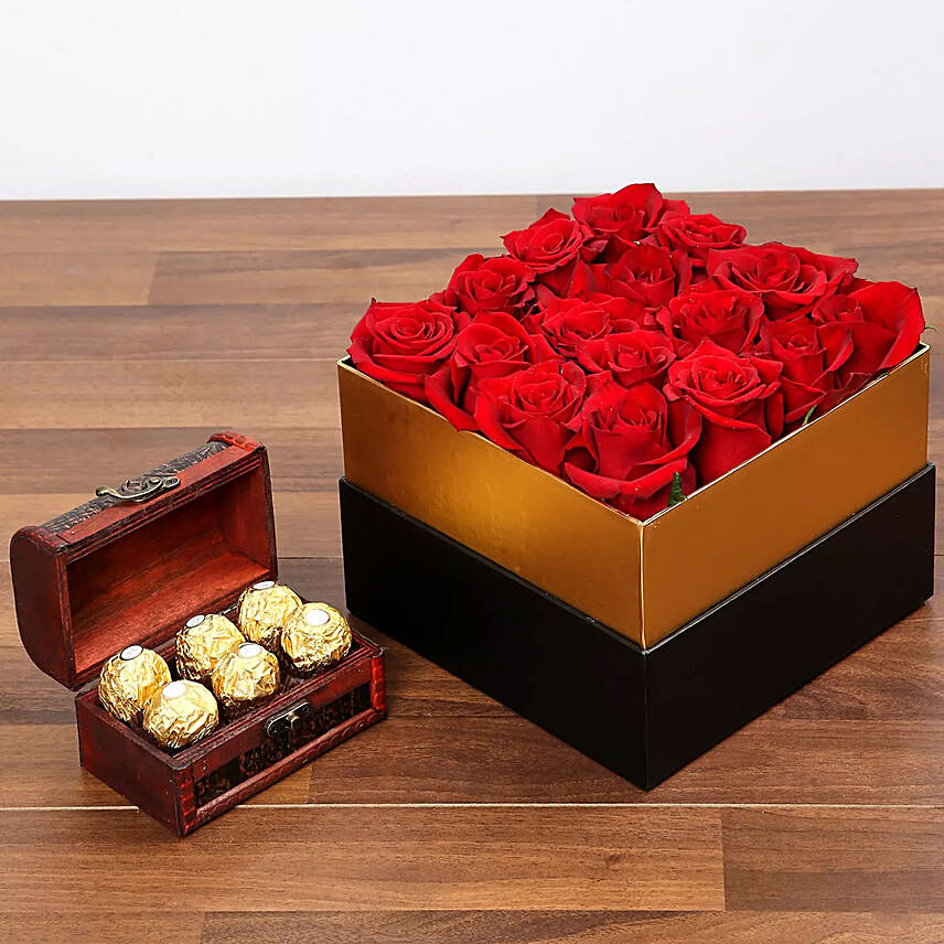 Idyllic Red Roses and Chocolates