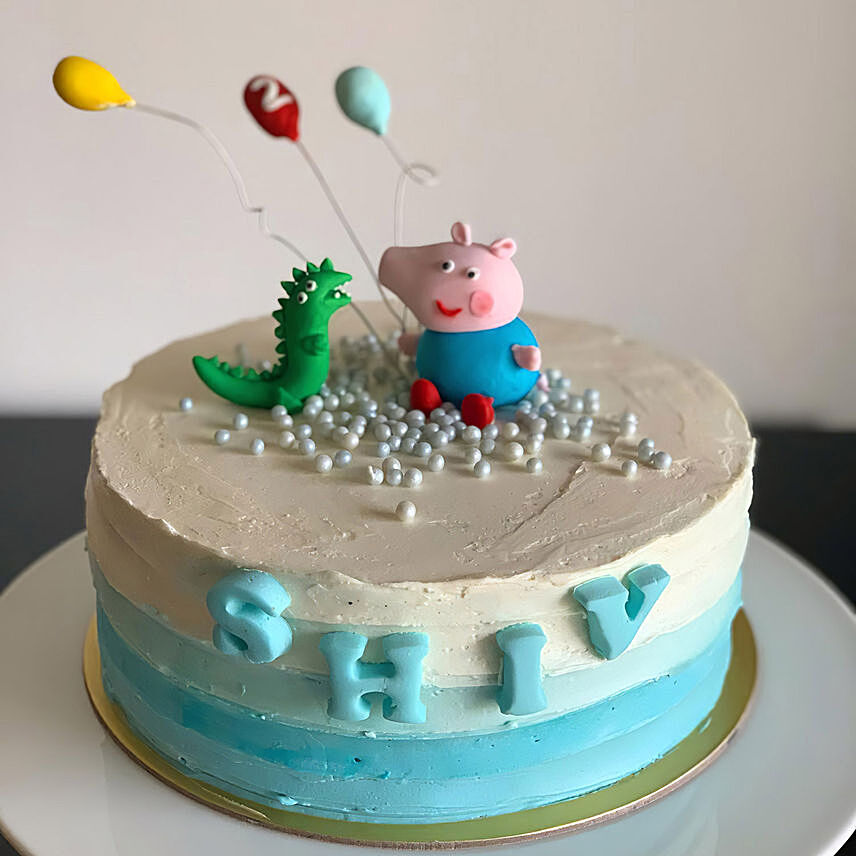 George and Dino Peppa Pig Red Velvet Cake 8 inches