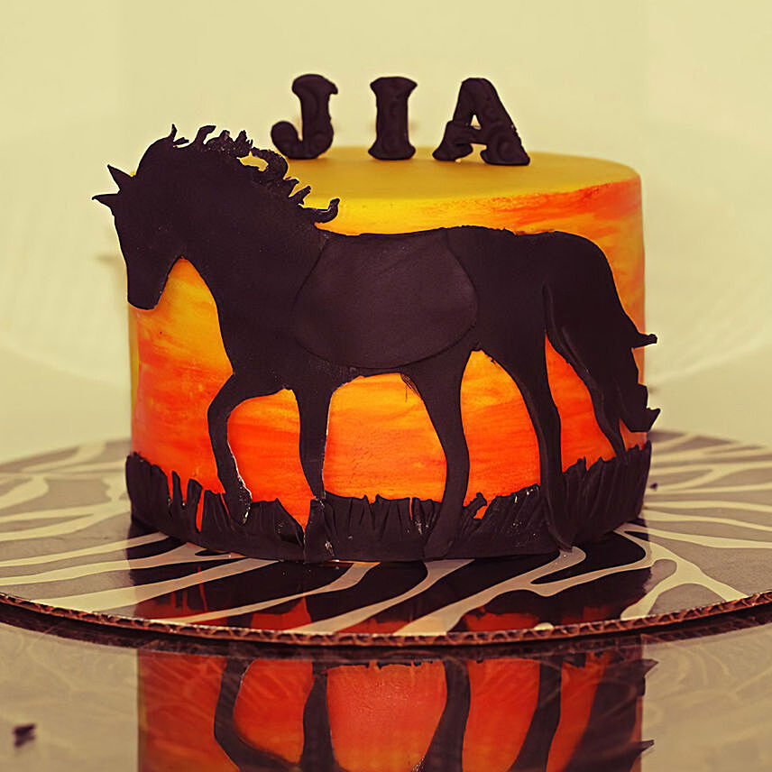 Horse Theme Red Velvet Cake 6 inches