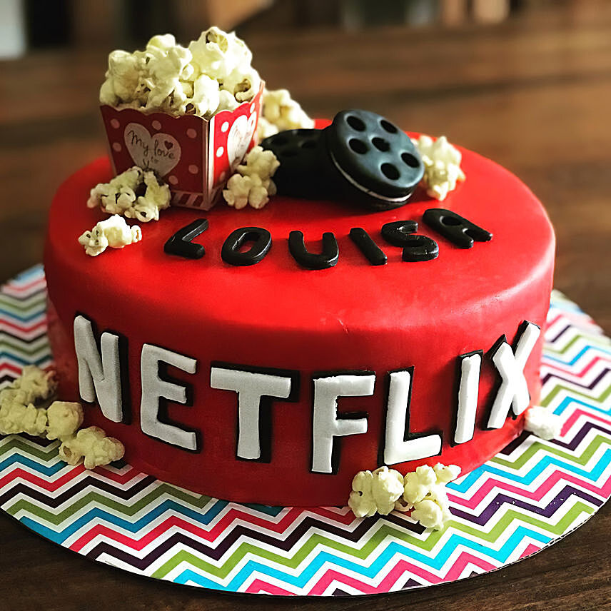 Netflix Themed Vanilla Cake 8 inches Eggless