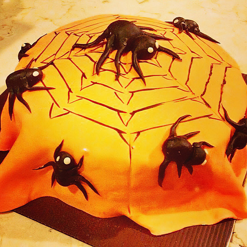 Spiders Web Theme Lemon Cake 8 inches Eggless