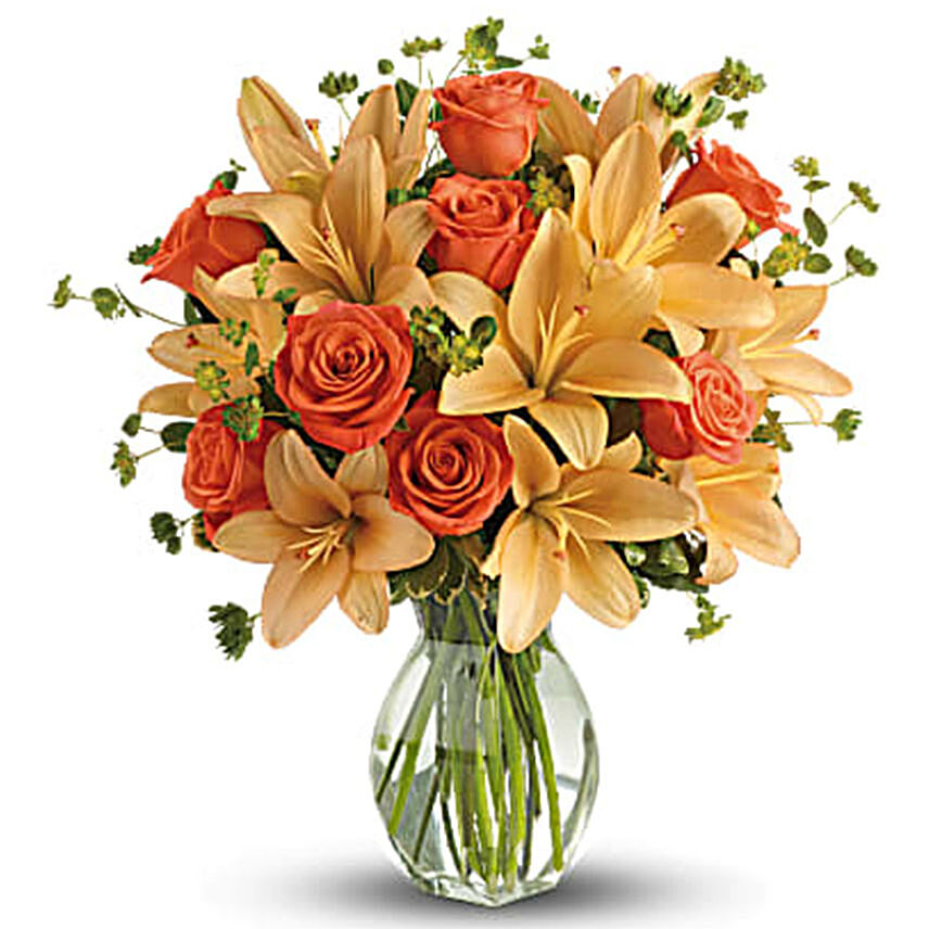 Orange Floral Vase Arrangement