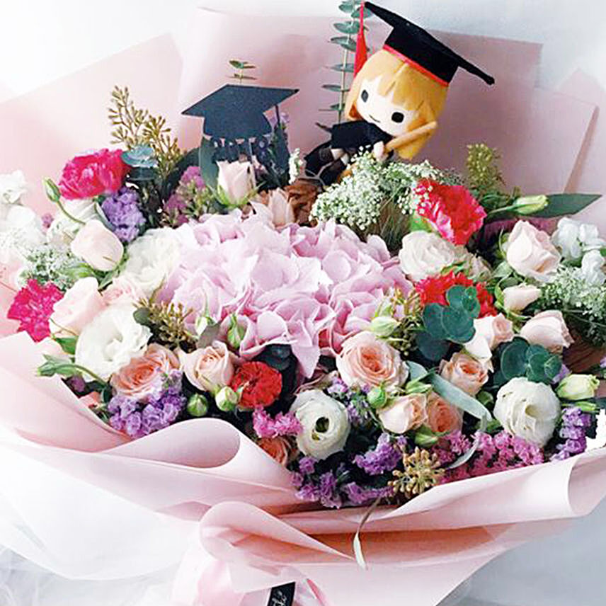 Splendid Flower Bouquet With Teddy