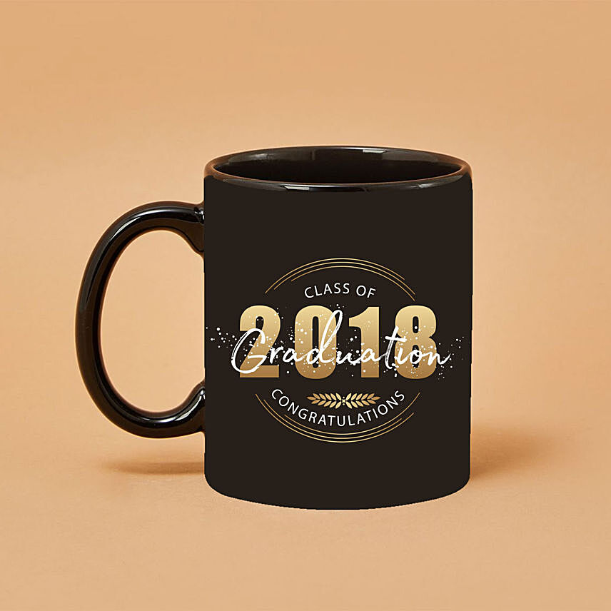 Graduation Black Printed Mug
