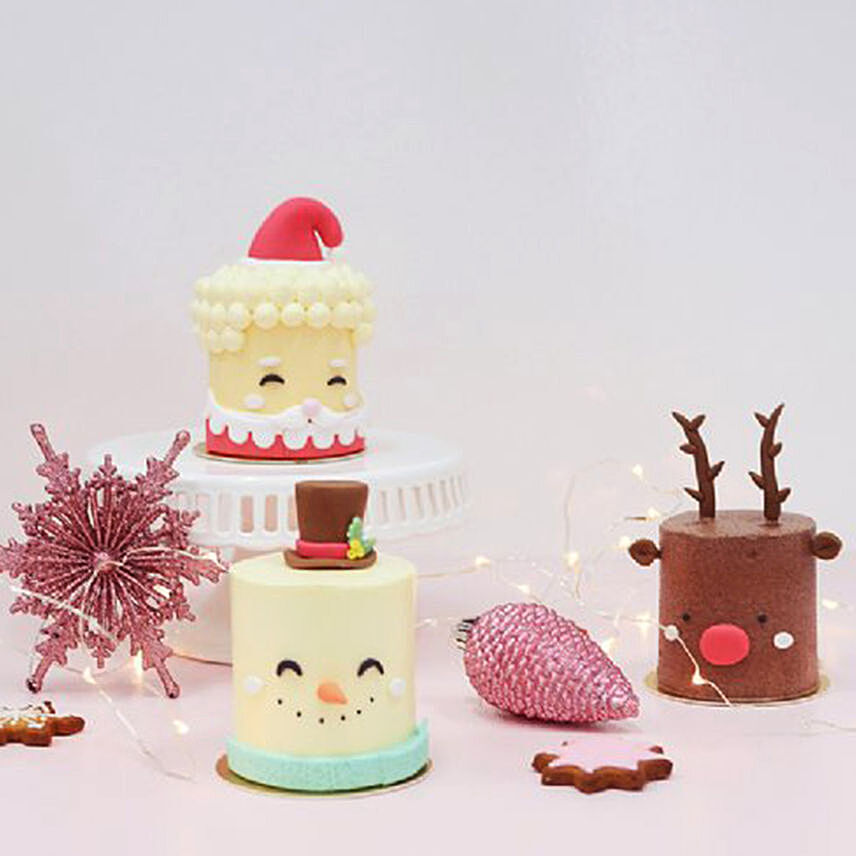 Christmas Mini Reindeer Santa and snowman Cake
