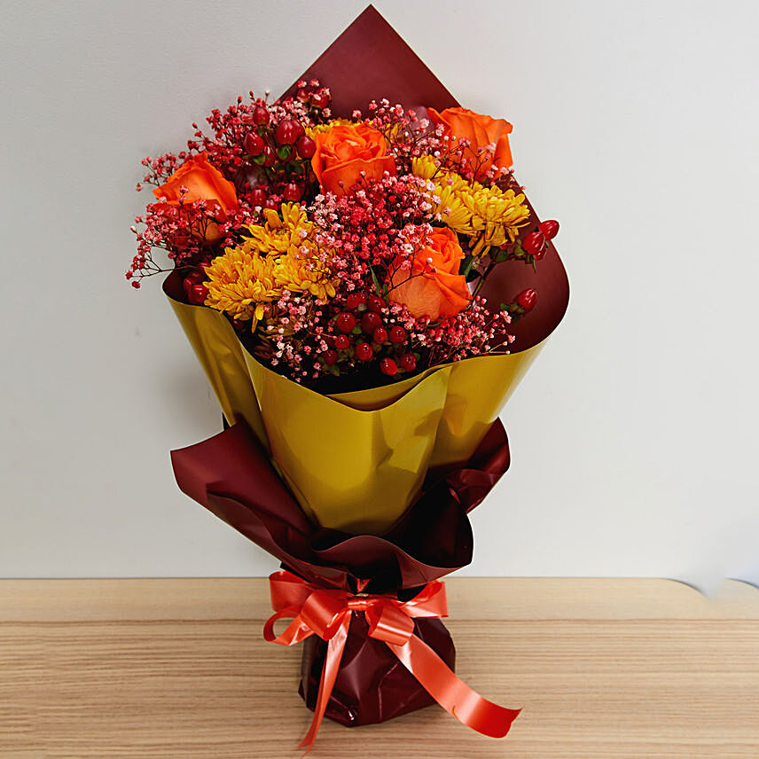 Orange & Red Flowers Bouquet