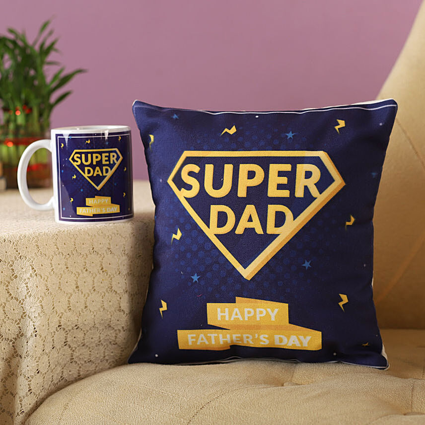 Printed Mug & Cushion For Super Dad