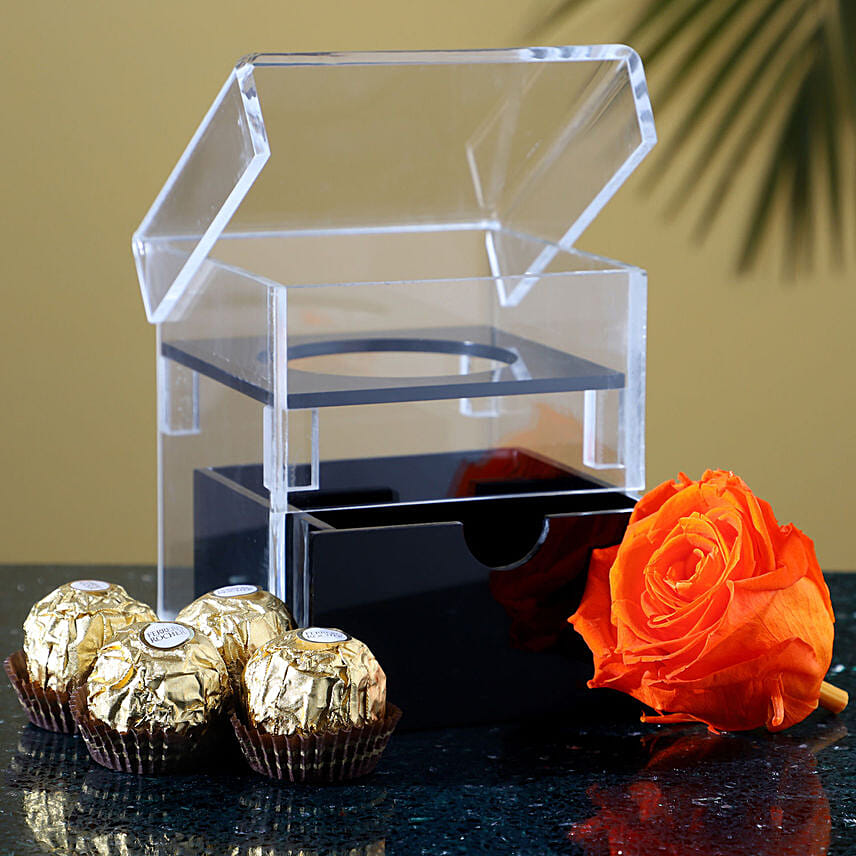 Acrylic Box Of Forever Rose Ferrero Rocher