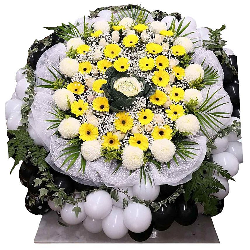 Condolence Yellow Flowers Arrangement