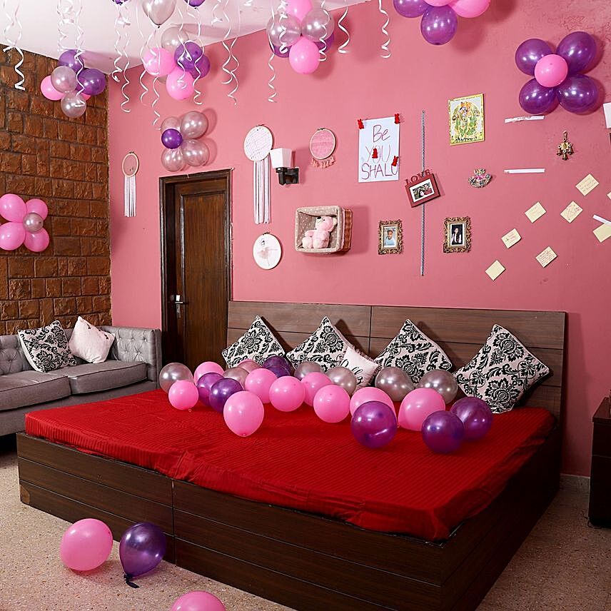 Colorful Balloons Decor Pink Purple & Silver