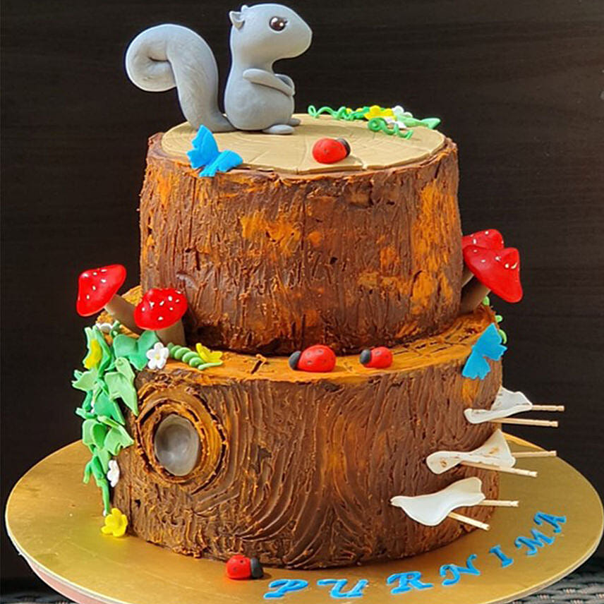 Squirrel Cartoon Chocolate Cake