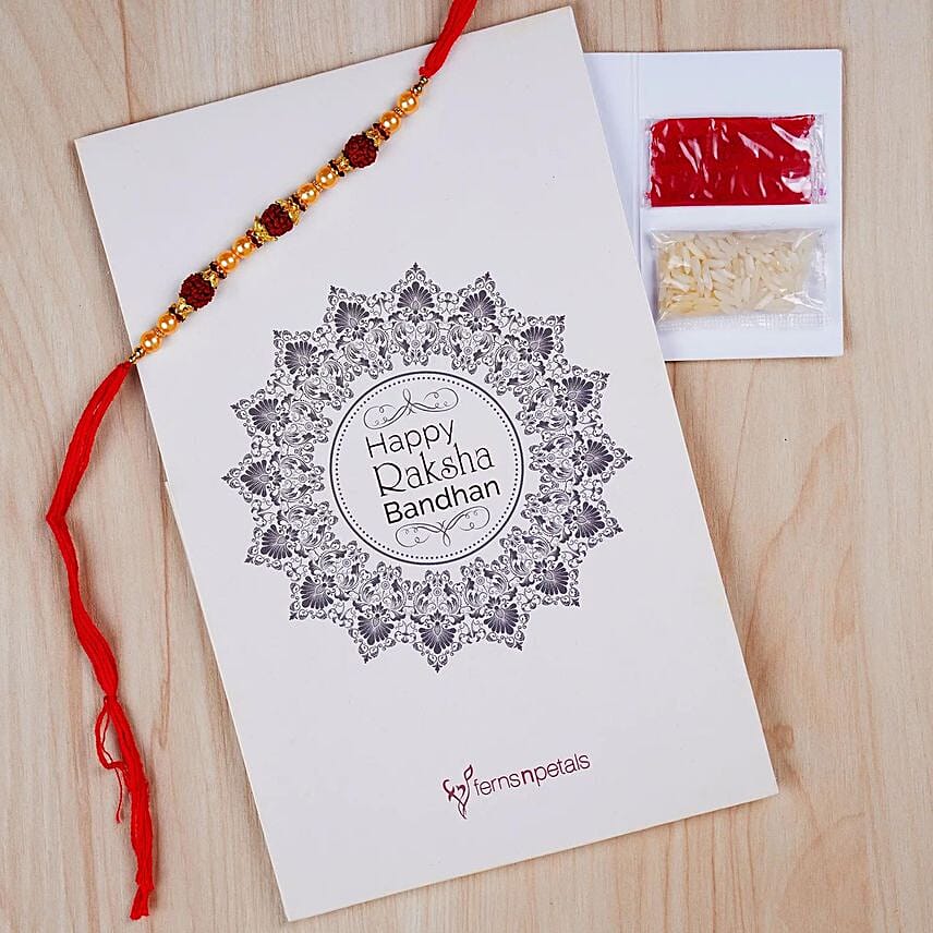 Online Rudraksha Rakhi & Dry Fruits Basket Gift Delivery in SGP FNP