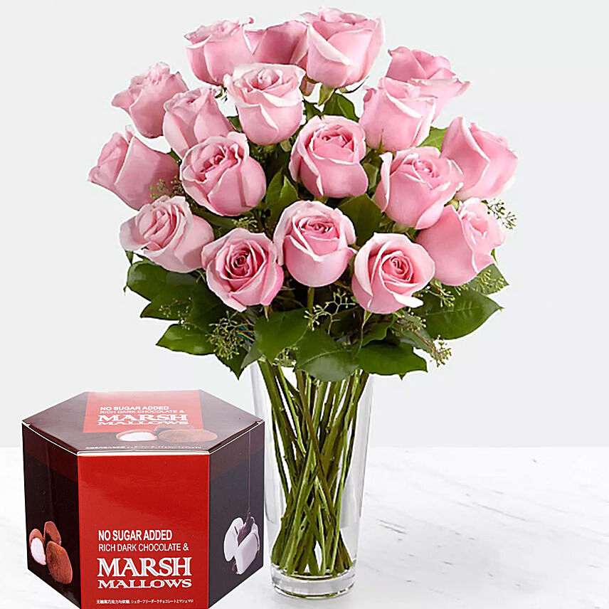 Pink Roses & Sugar Free Marshmallow Chocolate