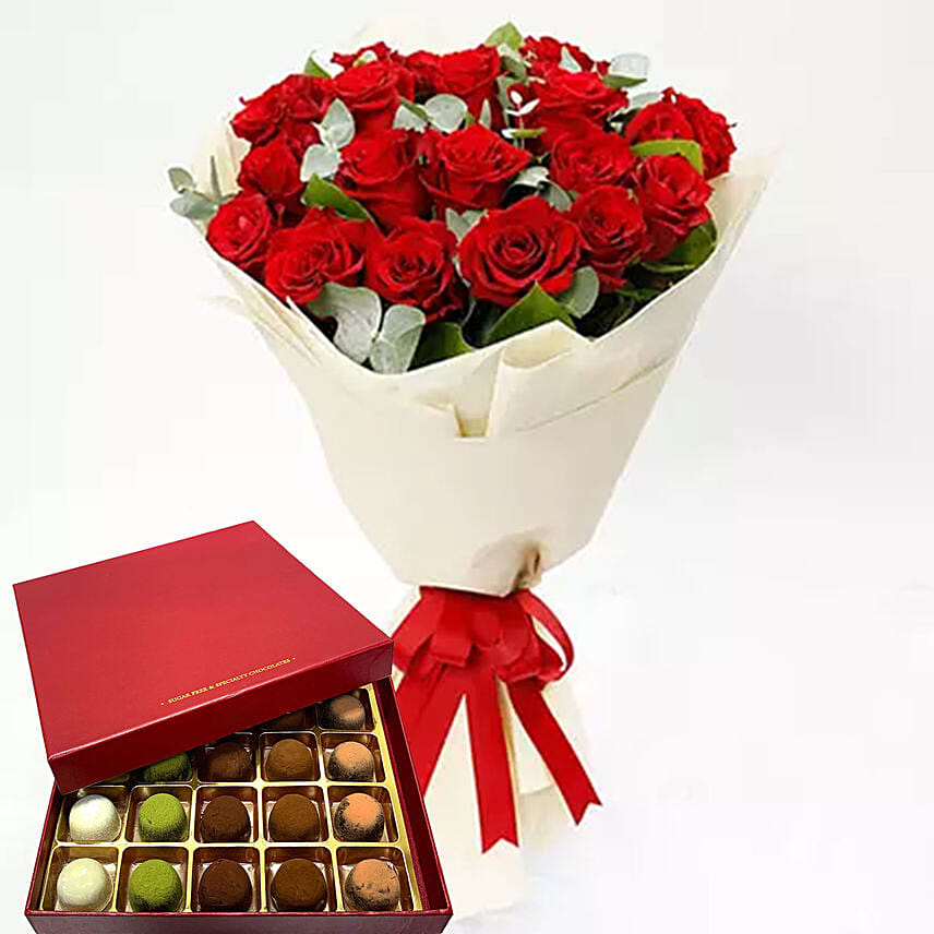 Timeless Red Roses & Sugar Free Truffles