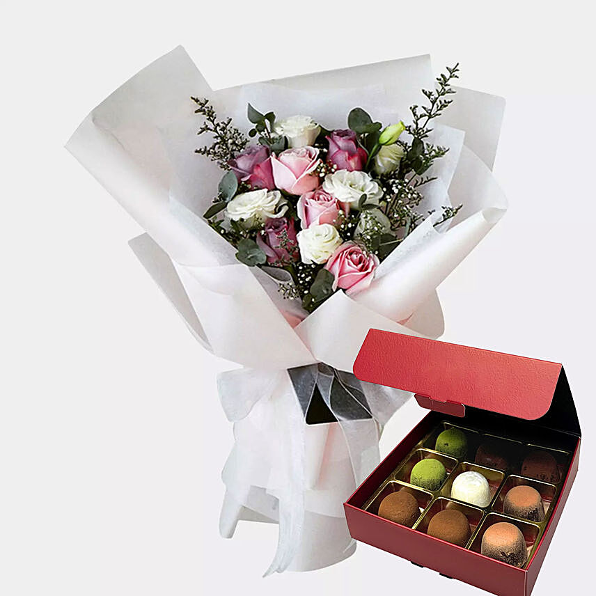 Delicate Flower Bunch & Chocolates