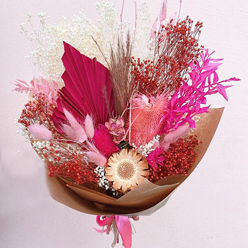 Pink Shaded Dried Flower Bouquet