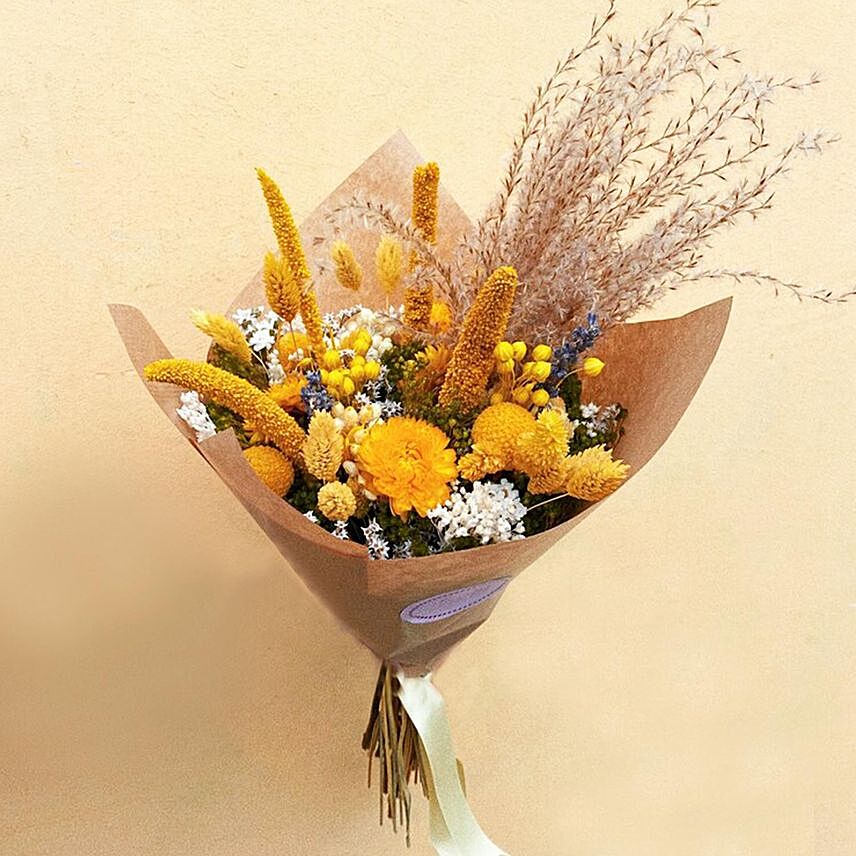 Yellow Dried Flower Bouquet