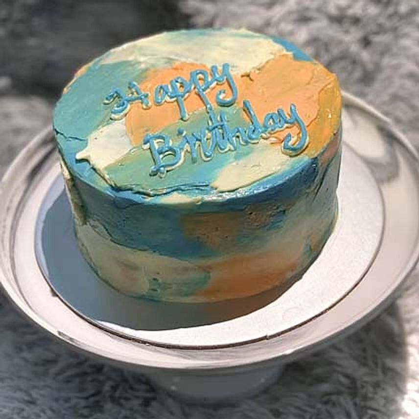 Abstract Birthday Vanilla Cake- 7 inches