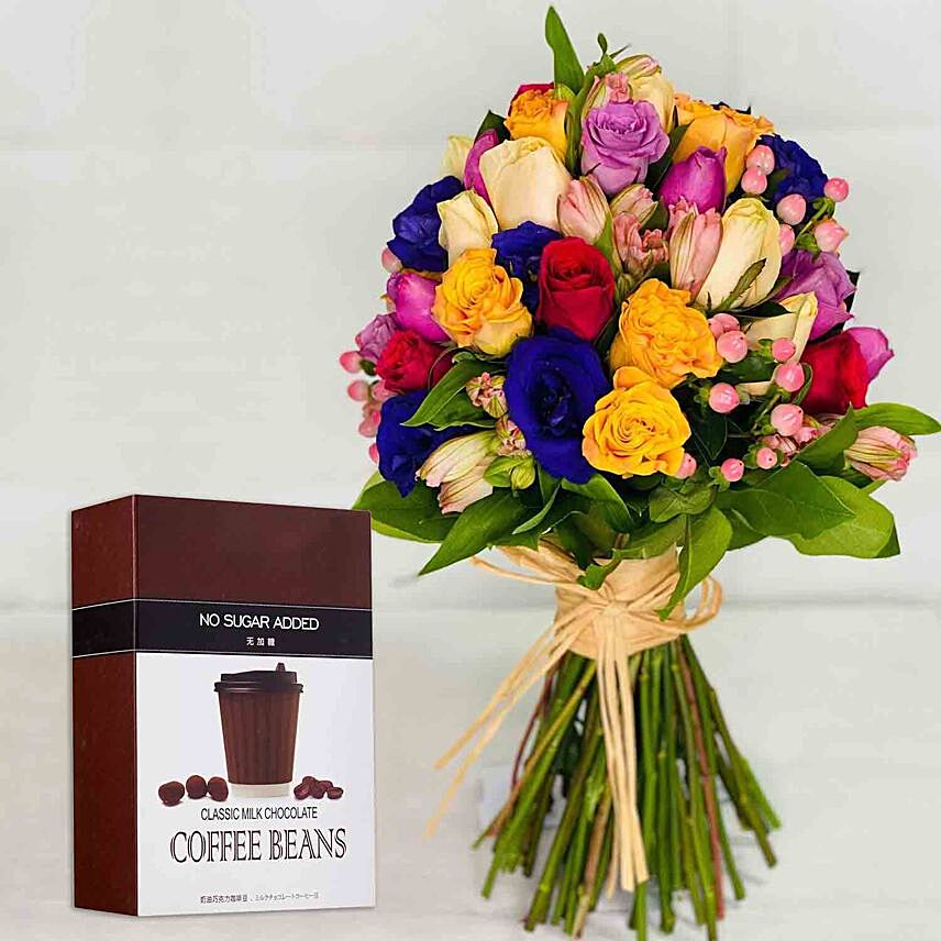 Colourful Flowers & Milk Coffee Beans
