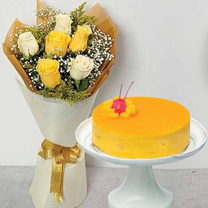happy-roses-bouquet-mango-mousse-cake-delivery-in-singapore-fnp-sg