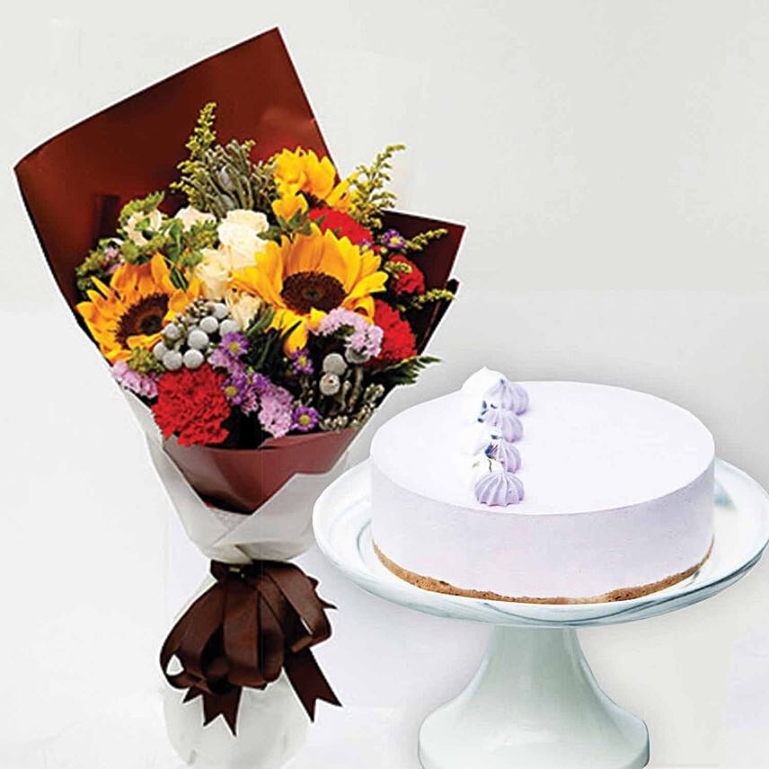 Joyful Flower Posy & Earl Grey Lavender Cake