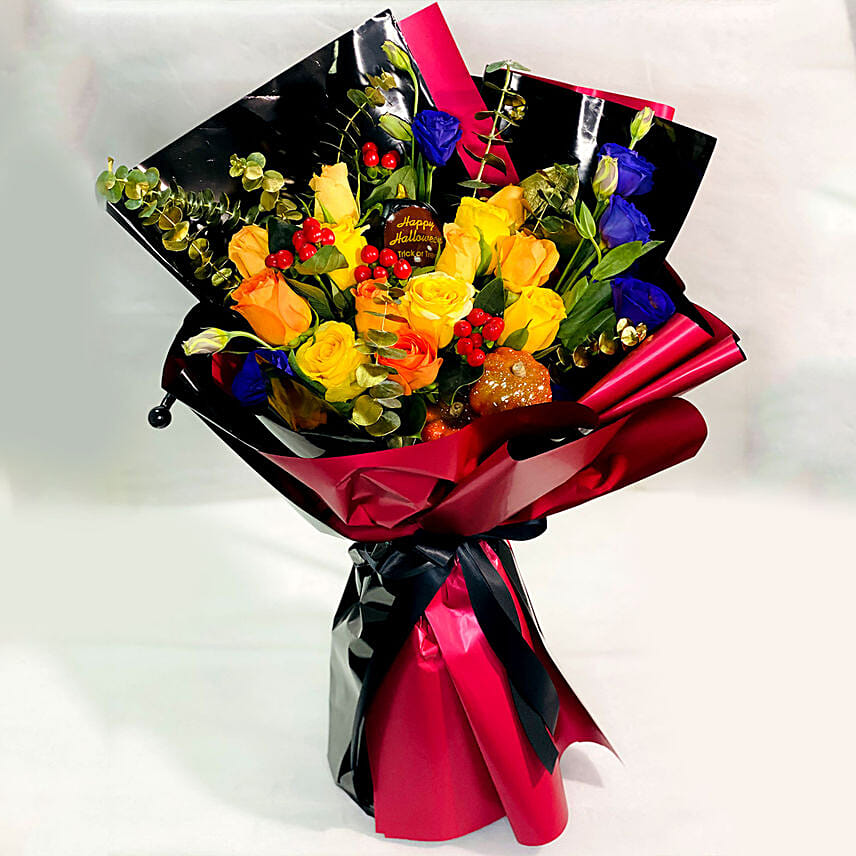 Halloween Yellow Roses Arrangement