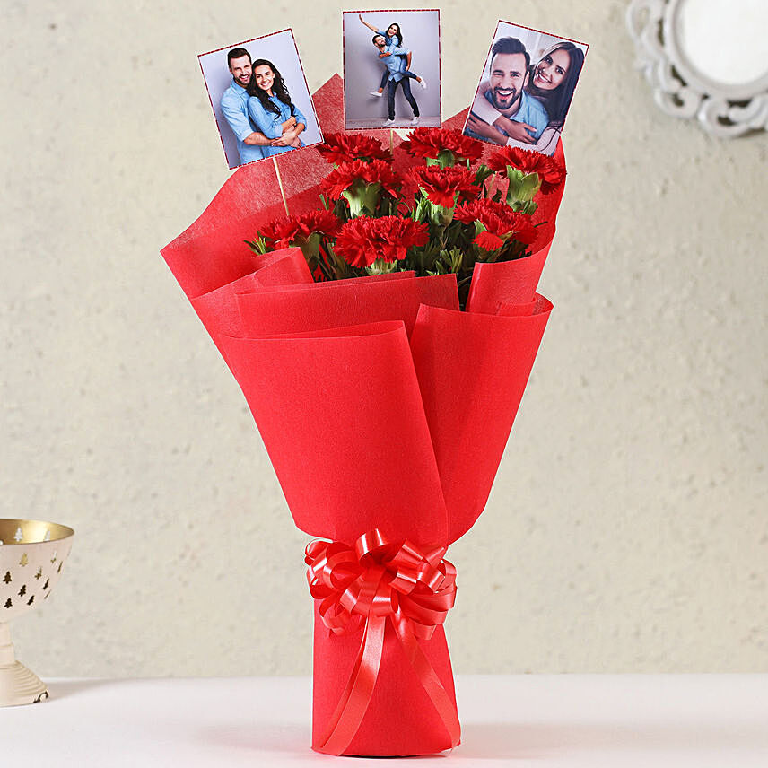 Personalised beautiful Red Carnations Bouquet