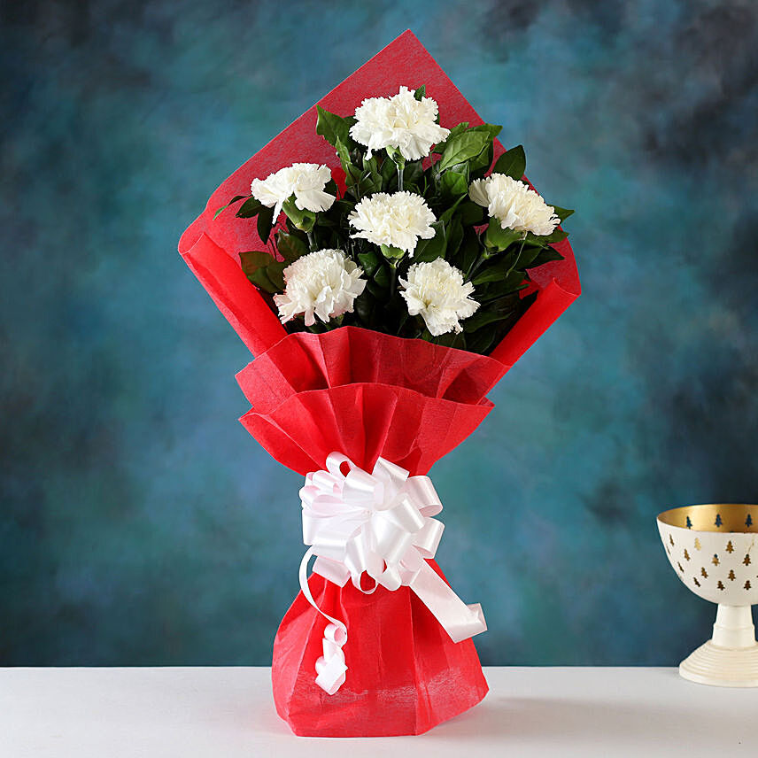 Soothing Charm Beautiful White Carnations Bunch