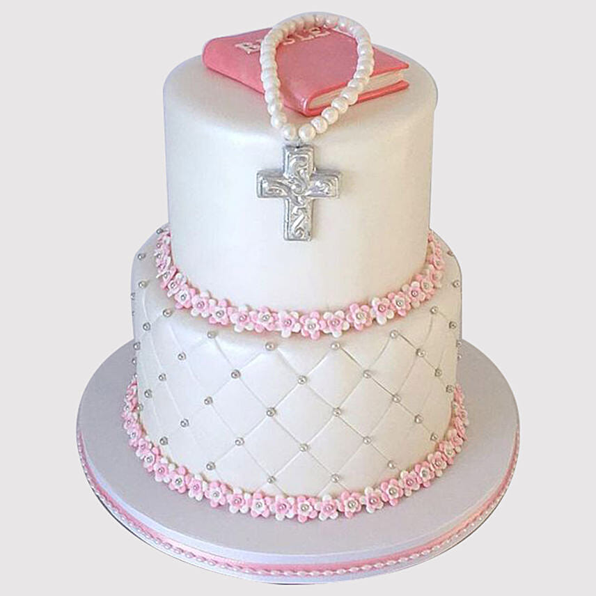 2 Layered Christening Truffle Cake