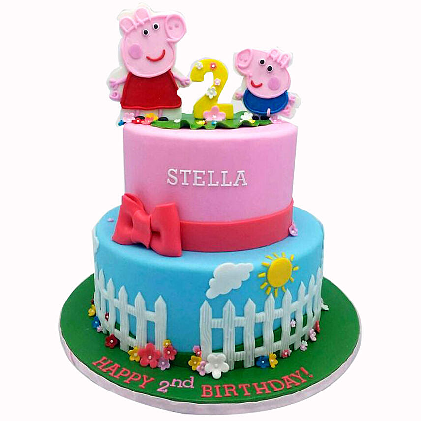 2 Layered Peppa Pig Black Forest Cake