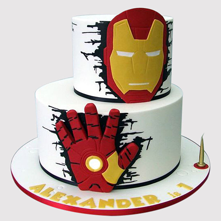 2 Layer Iron Man Black Forest Cake