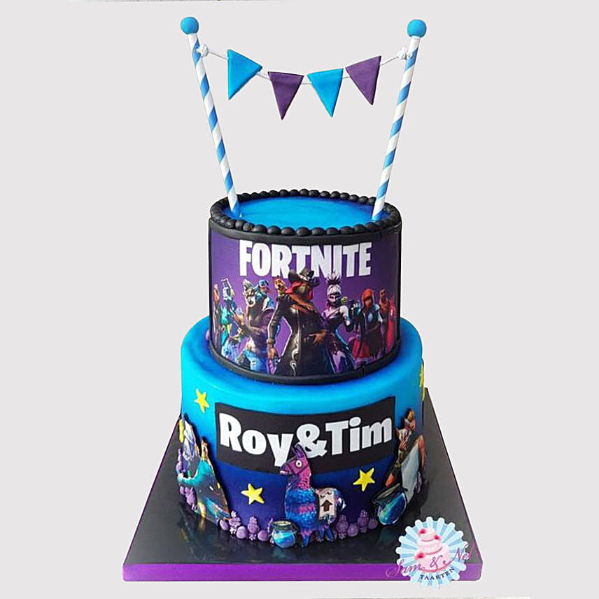 2 Tier Fortnite Black Forest Cake