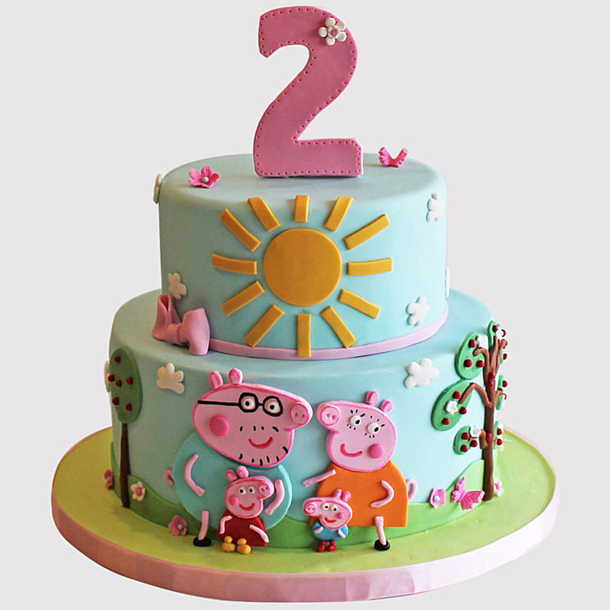 2 Tier Peppa Pig Themed Butterscotch Cake