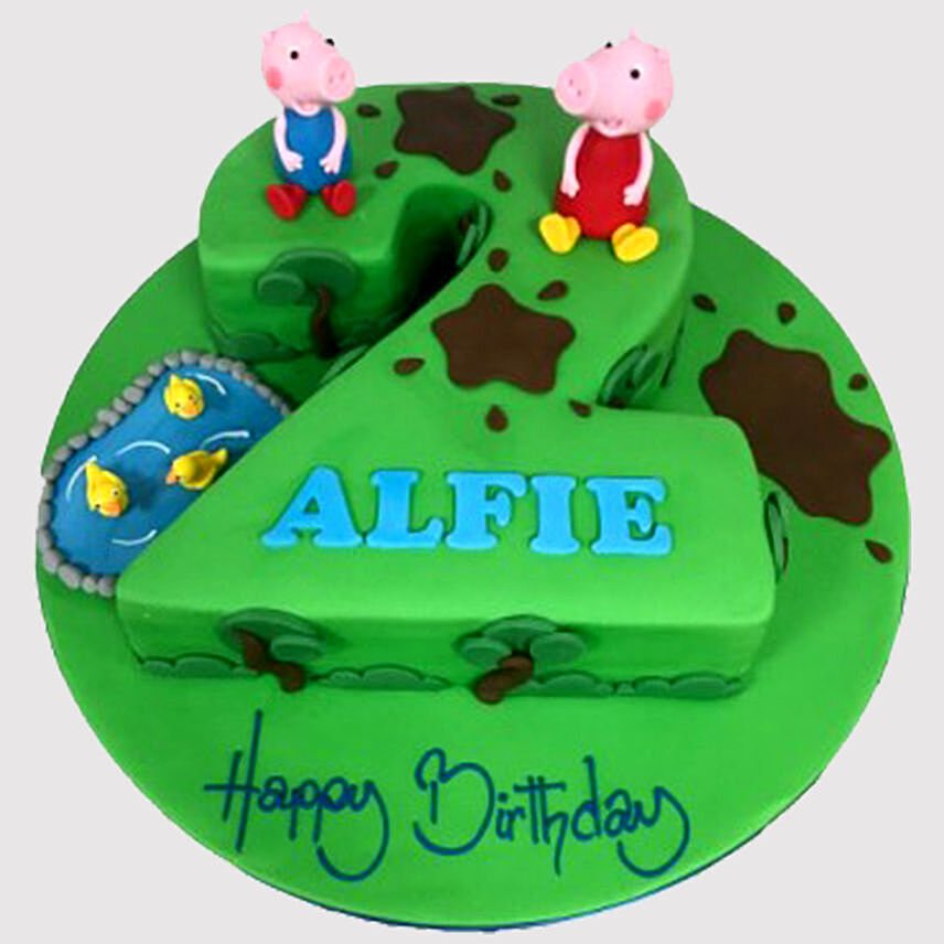 2 Years Old Peppa Pig Theme Black Forest Cake