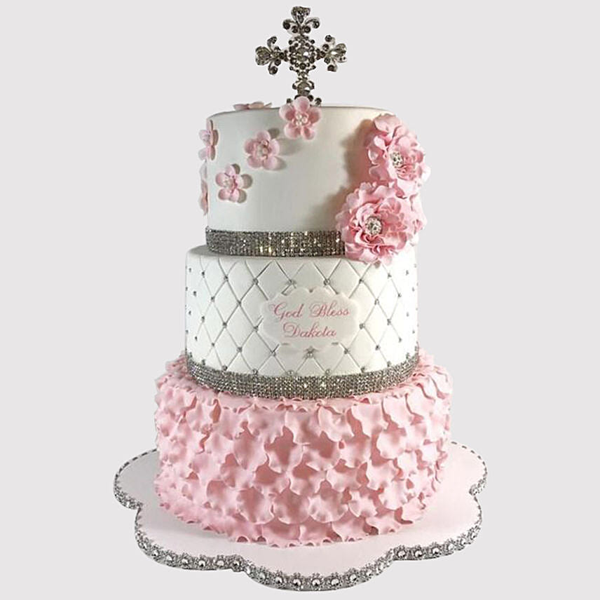 3 Layered Christening Truffle Cake