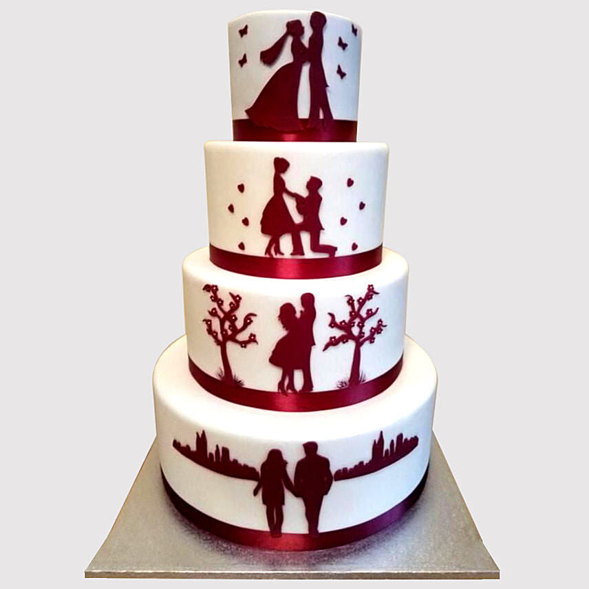 4 Layered In Love Couple Vanilla Cake