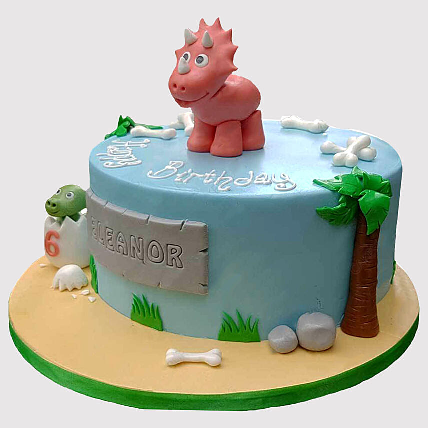 Adorable Dinosaur Fondant Truffle Cake