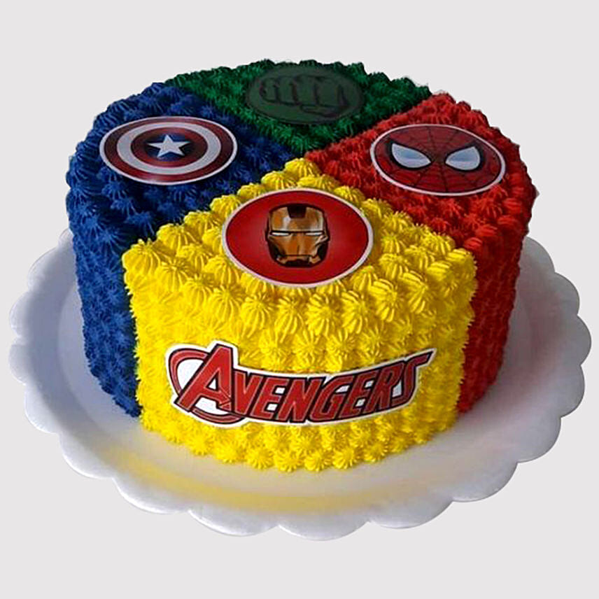 Avengers Rainbow Vanilla Cake