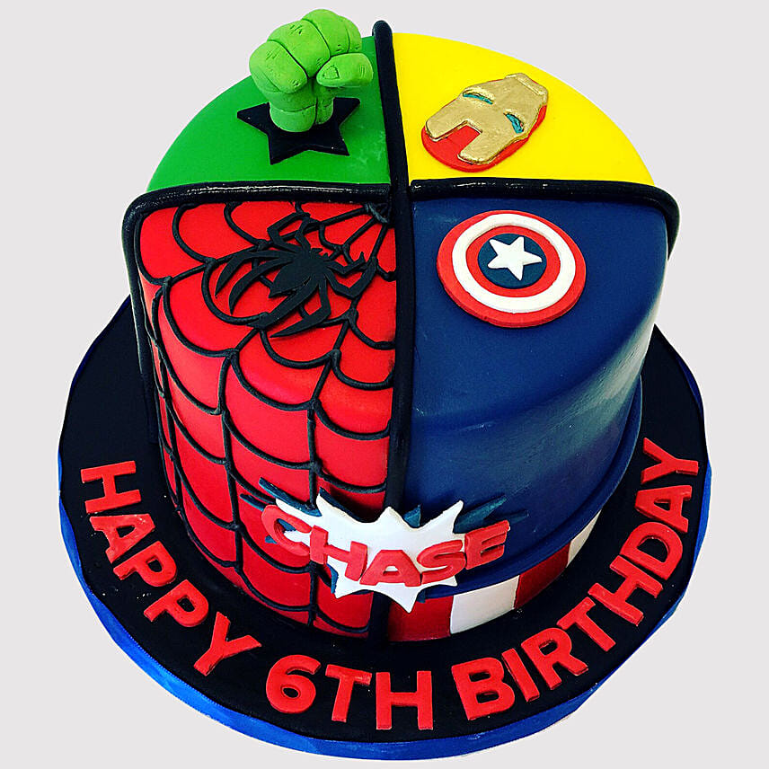 Avengers Round Black Forest Block Cake