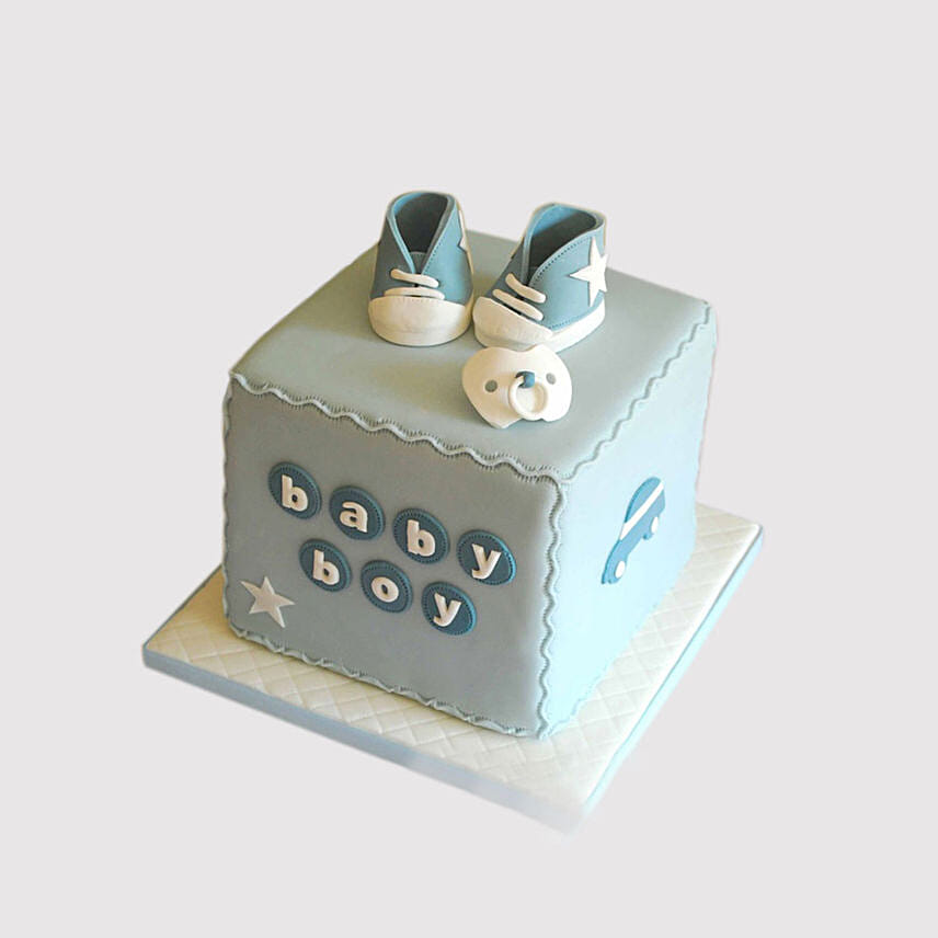 Baby Boy Block Shaped Truffle Cake