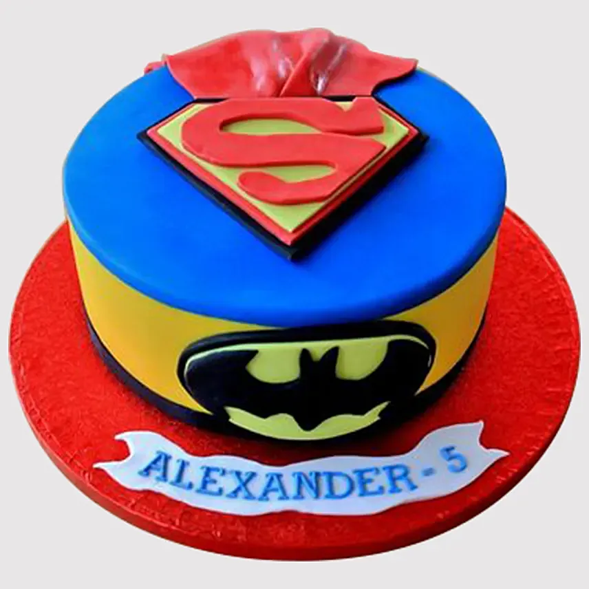 Batman Superman Fondant Vanilla Cake